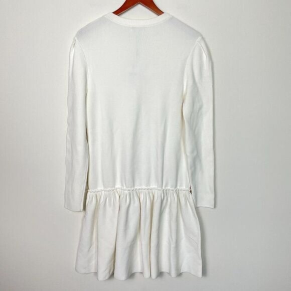 Reiss Charlotte Flippy Knitted Ruffle Hem Fit & Flare Mini Sweater Dress White L - Picture 4 of 15